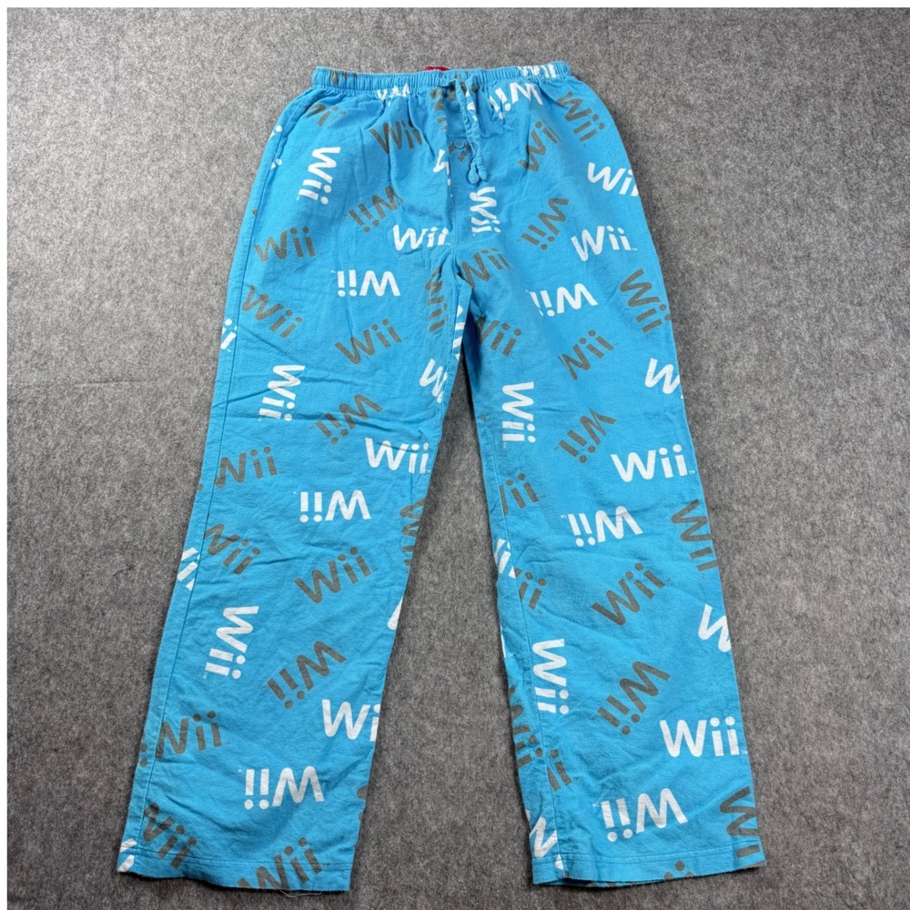 Nintendo Wii Sports Flannel Pajama Pants L Men's Gamer Lounge Pants Wii Print